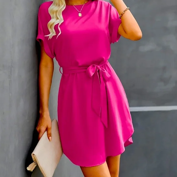 SHEIN | Dresses | Flirty Hot Pink Dateoffice Dress | Poshmark